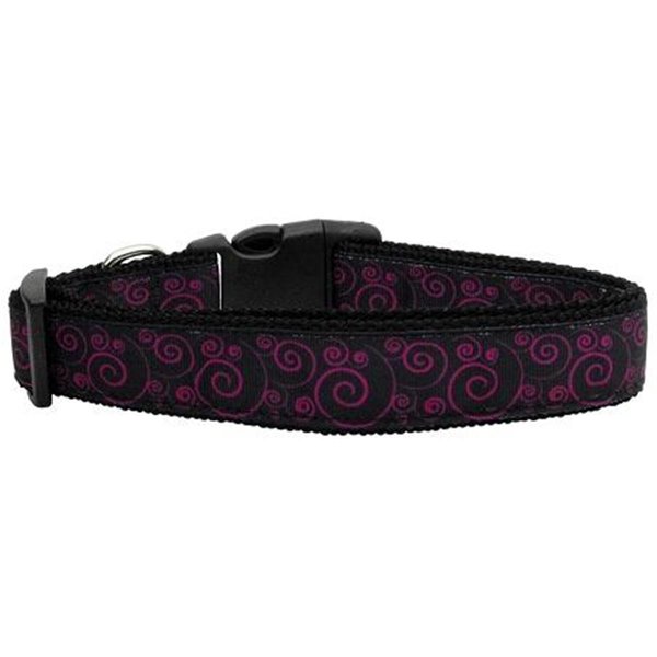 Unconditional Love Pink and Black Swirly Nylon Ribbon Dog Collars Medium UN913614